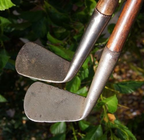 Two C1915 MASHIE Golf Clubs Smooth Face Hickory Wright Ditson Forgan