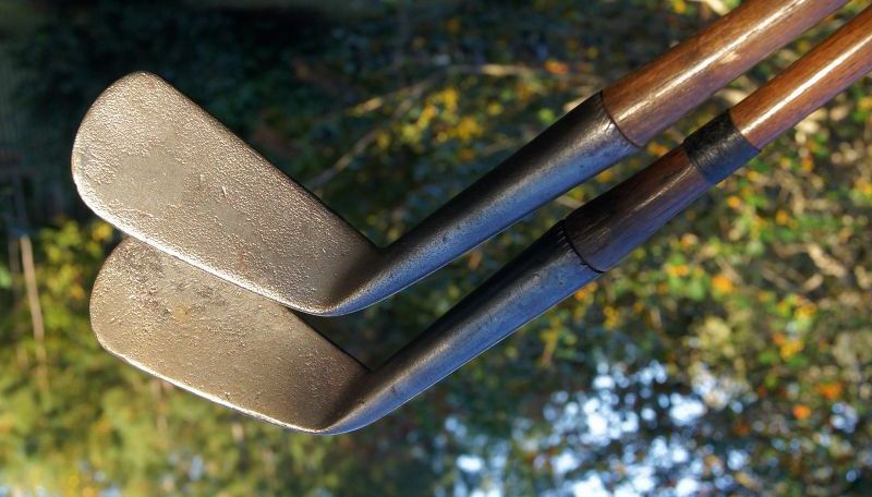 Two C1915 MASHIE Golf Clubs Smooth Face Hickory Wright Ditson Forgan