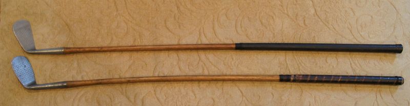 2 C1930 Golf Clubs Wright Ditson Niblick Mashie + Spalding 3 Iron