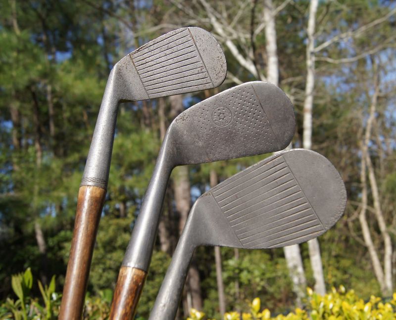 3 C1920s Golf Clubs with Hickory Shafts Burke Hillerich Bradsby C Wood