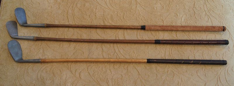 3 C1920s Golf Clubs with Hickory Shafts Burke Hillerich Bradsby C Wood
