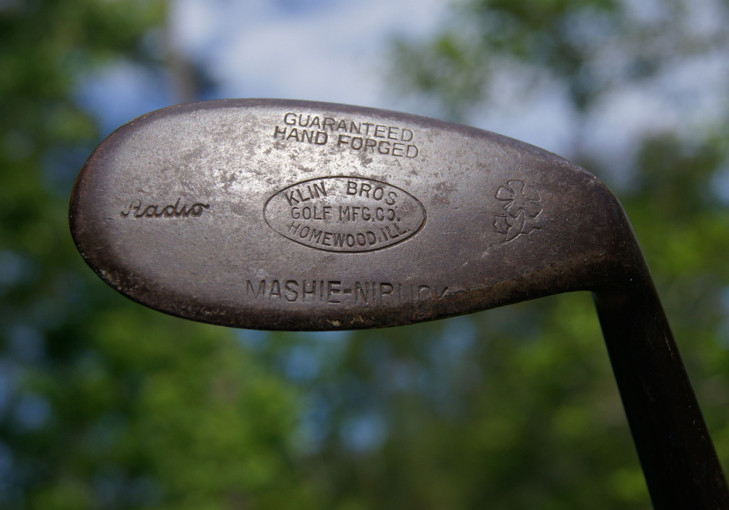 Ca1922 Golf Club Mashie Niblick KLIN Bros. Hickory Homewood Illinois