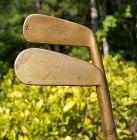 Two C1900 Golf Clubs Brass Smooth Face Hickory Era Hollywood NJ Mashie