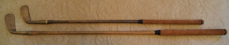 Two C1900 Golf Clubs Brass Smooth Face Hickory Era Hollywood NJ Mashie