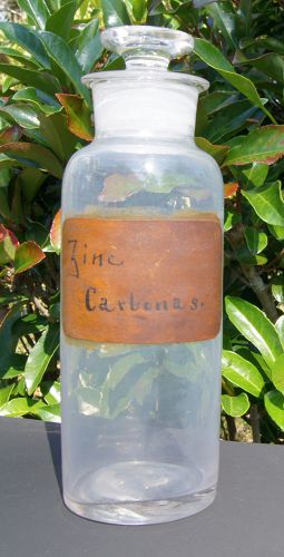 C1870 ZINC CARBONAS Apothecary Bottle with Pontil Base