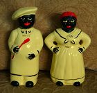 C1940s 22kt Large Mammy + Chef Salt and Pepper Shakers Pearl China Co