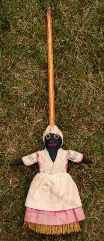 Wonderful 1940s Cloth Black Americana Mammy Broom Doll