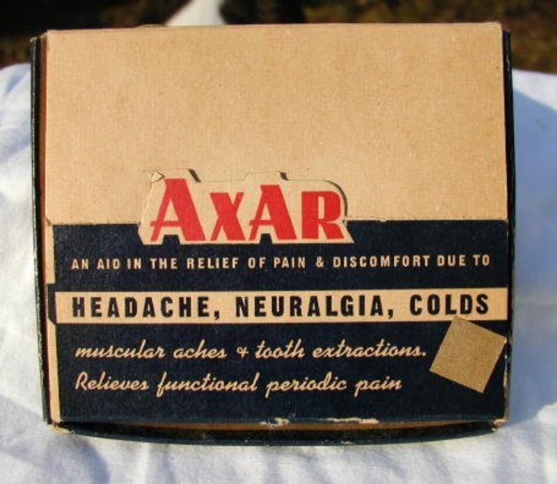 C1940-50s AXAR Pharmacy Headache Neuralgia Colds Display NOS