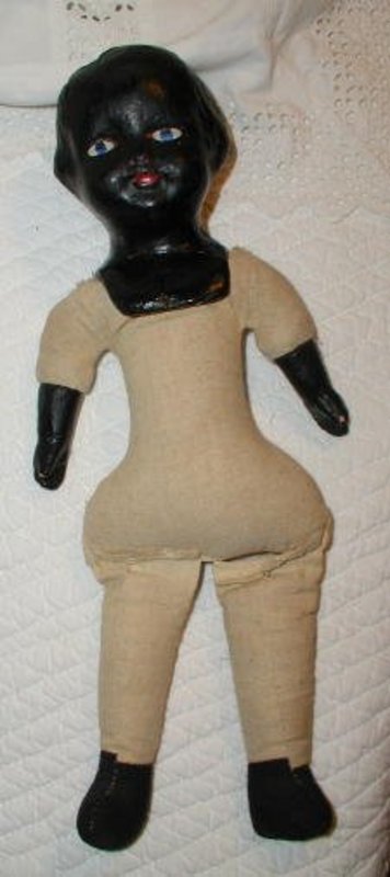 C1910 Beautiful Black Memorabilia Composition Shoulder Head Doll