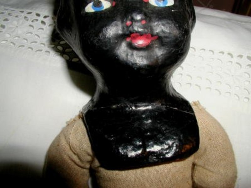 C1910 Beautiful Black Memorabilia Composition Shoulder Head Doll