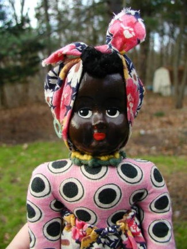 1930s Composition Head Black Female Doll Made in Poland