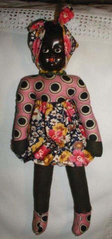 1930s Composition Head Black Female Doll Made in Poland