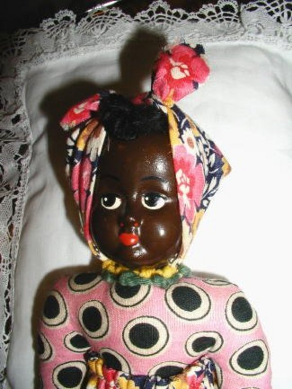 1930s Composition Head Black Female Doll Made in Poland