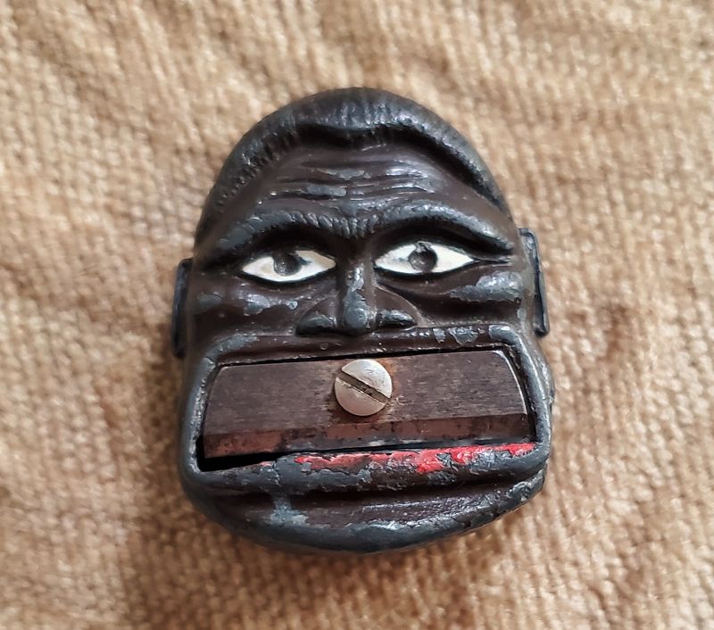 C1930s Germany Black Man Face Metal Pencil Sharpener