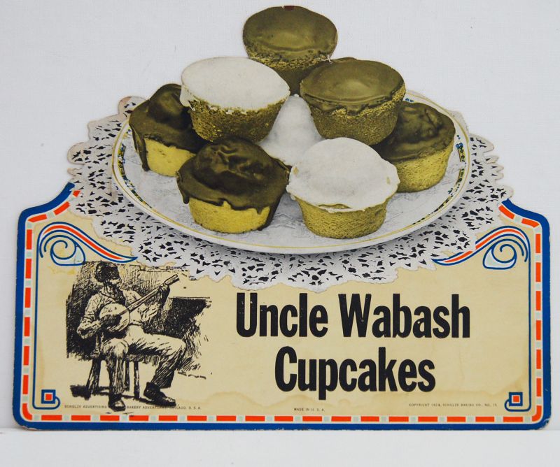 1924 Very Rare Advertising Die Cut Black Man Uncle Wabash Cupcakes