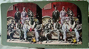 Stereoview Black Men Harvesting Florida Sugar Cane 1890s