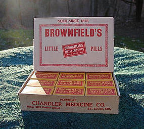 Brownfields Little Pills Cathartic Laxative Drug Store Display UNUSED