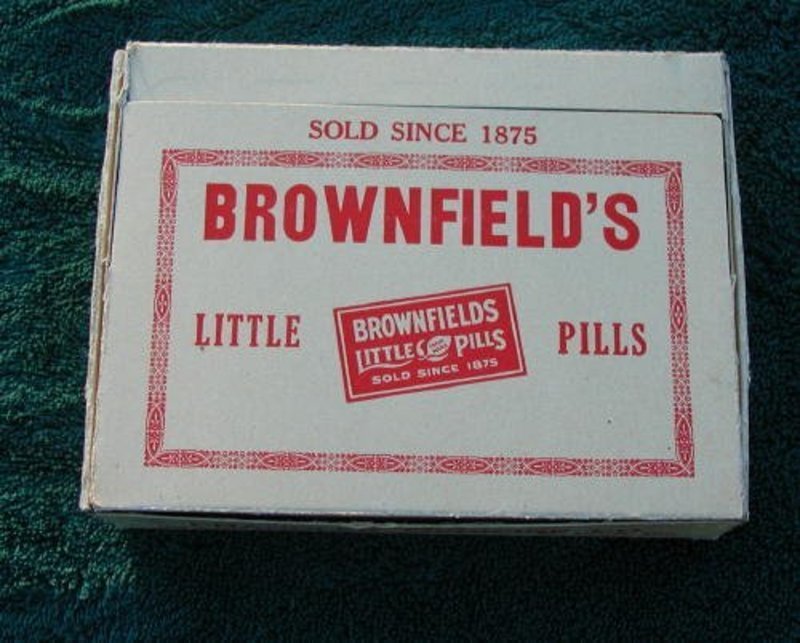 Brownfields Little Pills Cathartic Laxative Drug Store Display UNUSED