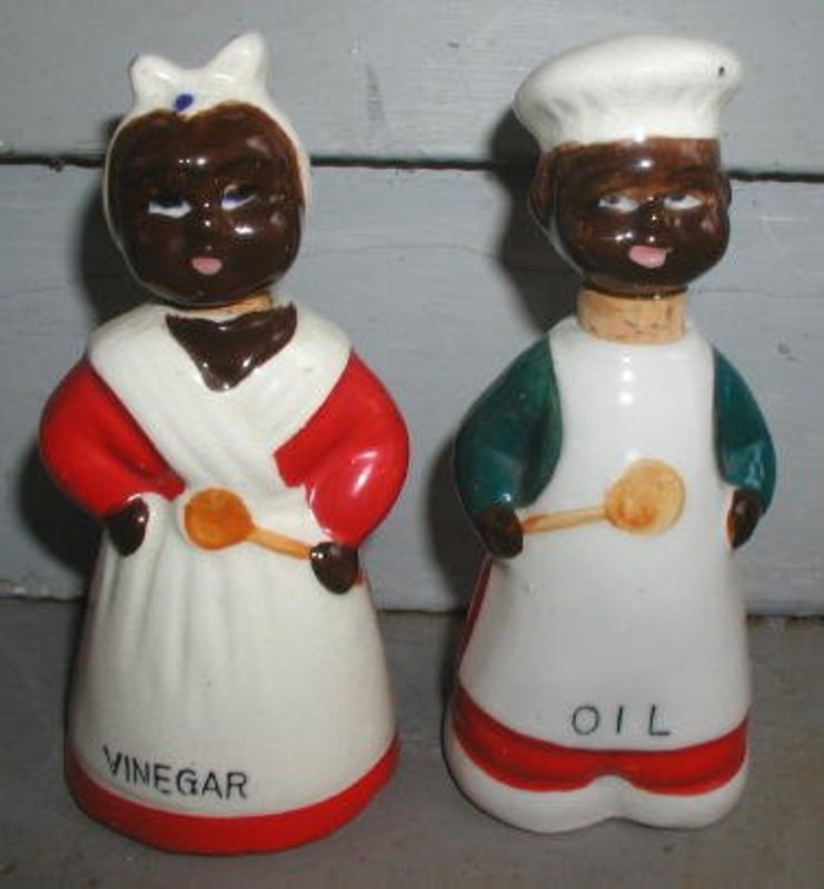 1940s Japan Oil Vinegar Set Black Mammy and Uncle Mose