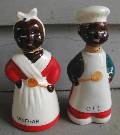 1940s Japan Oil Vinegar Set Black Mammy and Uncle Mose