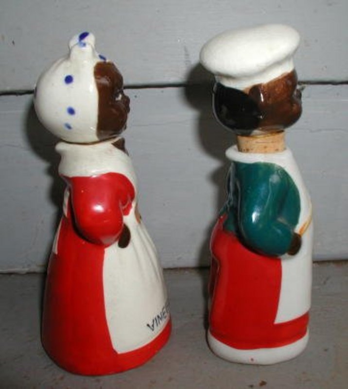 1940s Japan Oil Vinegar Set Black Mammy and Uncle Mose