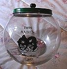 1950 Glass Chocolate Candy DisplayJar Twin Black Babies