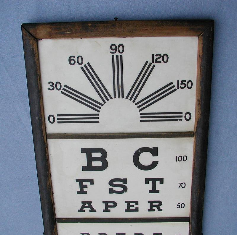 Vintage Framed Milk Glass Vision Eye Test Exam Chart