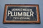 C1920s Painted Tin Connecticut Plumber Advertising Sign John E. Melvin