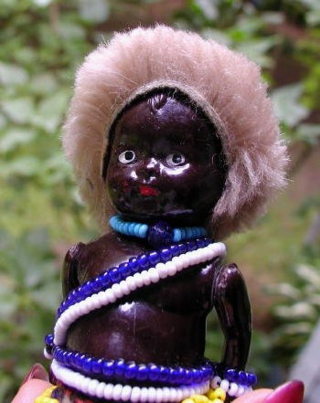 1940 Black Memorabilia Pair African Native HandPainted Beaded Dolls