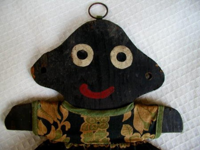 1930s Black Memorabilia Little Girl Folk Art Hanging Key Holder