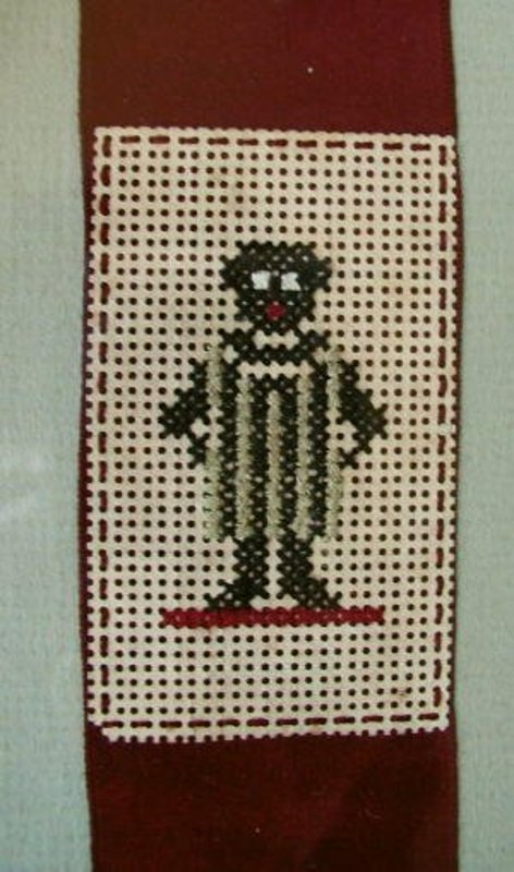 C1890 Very Scarce Black Memorabilia Cross Stitch Sampler Little Boy