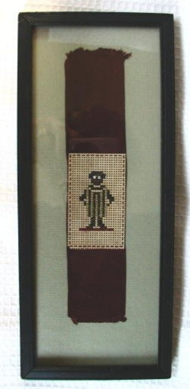 C1890 Very Scarce Black Memorabilia Cross Stitch Sampler Little Boy