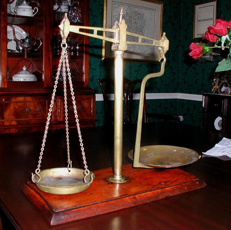 Fancy 19thC English Apothecary Drug Store Balance Scale