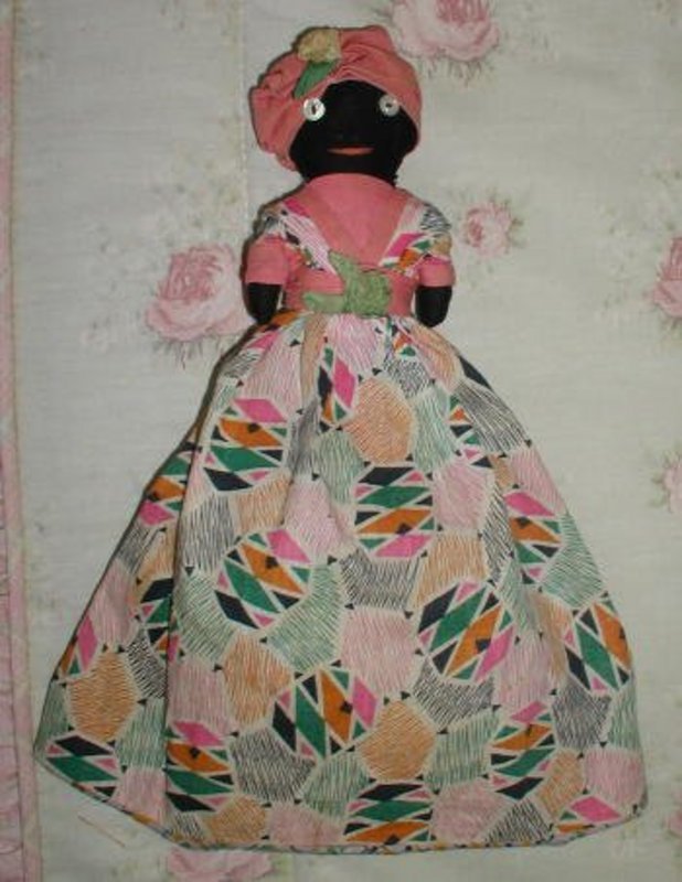 1930s Black Memorabilia Cloth Topsy Turvy Black/White Face Doll