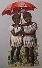 1900s Black Memorabilia Advertising DieCut 2 Young Girls with Umbrella