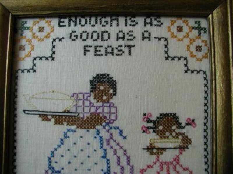 1950s Black Americana Mammy Cross Stitch Sampler