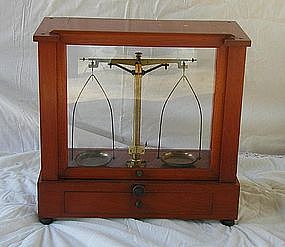 Cased Mahogany Beam Pharmacy Apothecary Scale