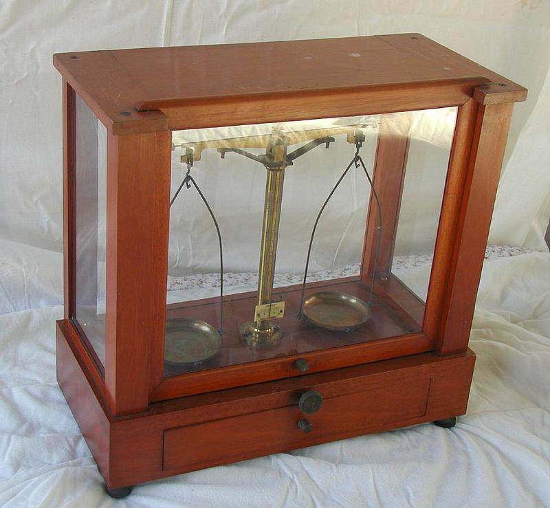 Cased Mahogany Beam Pharmacy Apothecary Scale