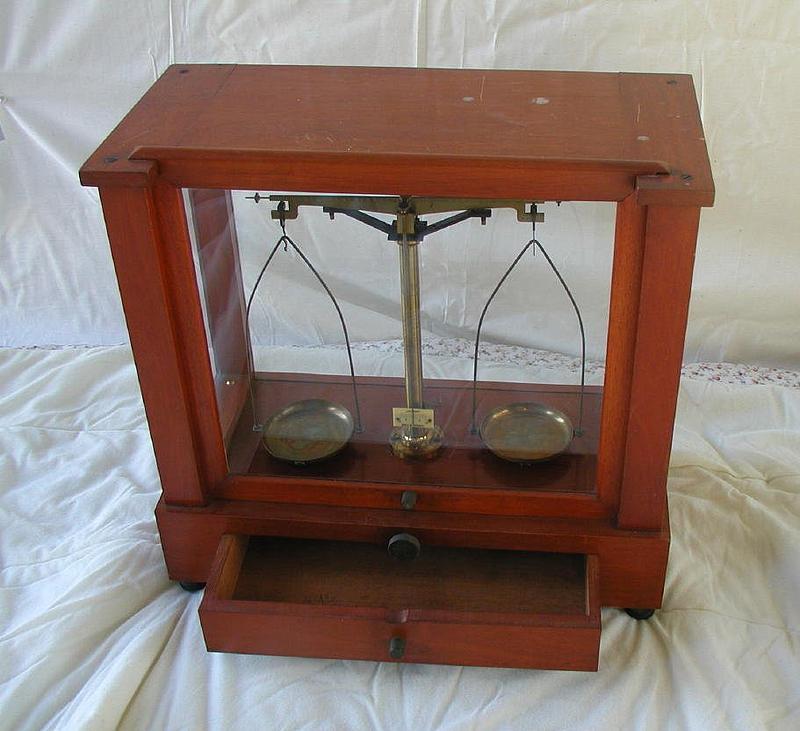 Cased Mahogany Beam Pharmacy Apothecary Scale