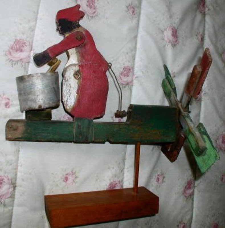 All Original 1920s Black Washerwoman Folk Art Whirligig