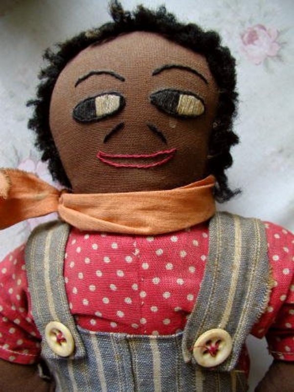 1940s BoyGirl Black Cloth Dolls HandMade Asheville North Carolina