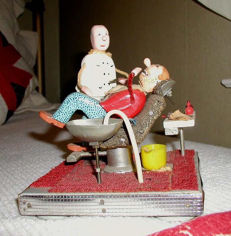 1950s Folk Art Miniature Model Dentist Pulling Tooth