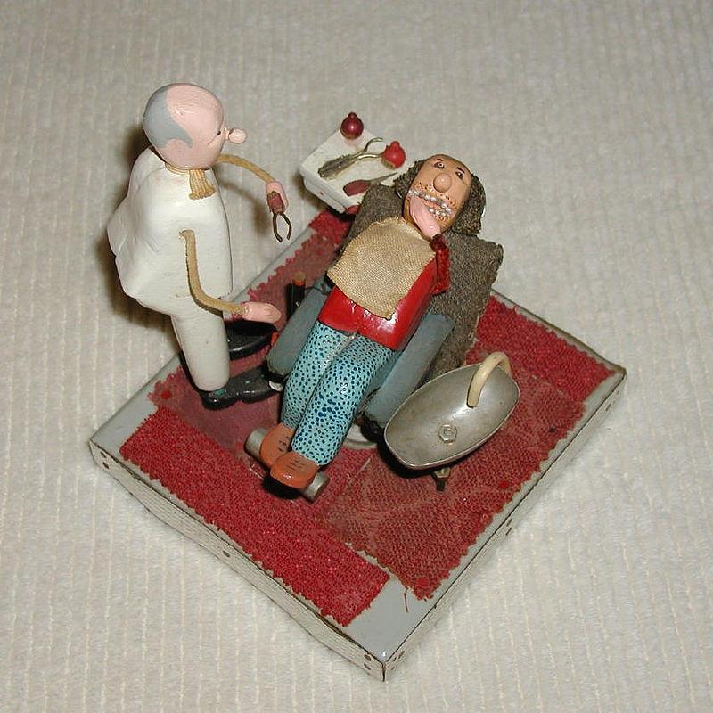 1950s Folk Art Miniature Model Dentist Pulling Tooth