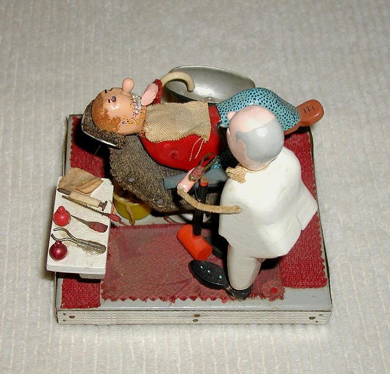 1950s Folk Art Miniature Model Dentist Pulling Tooth