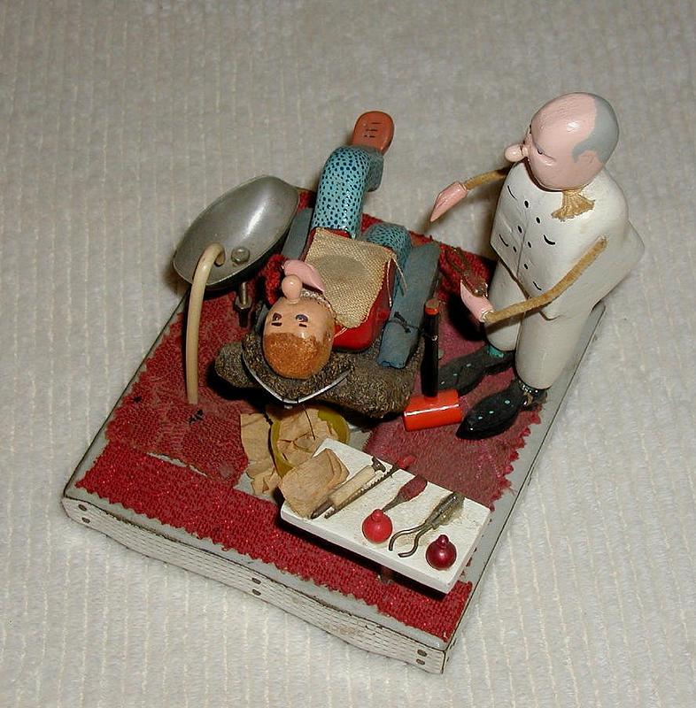 1950s Folk Art Miniature Model Dentist Pulling Tooth