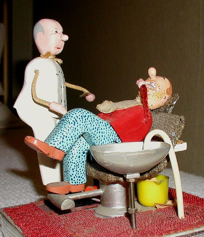 1950s Folk Art Miniature Model Dentist Pulling Tooth