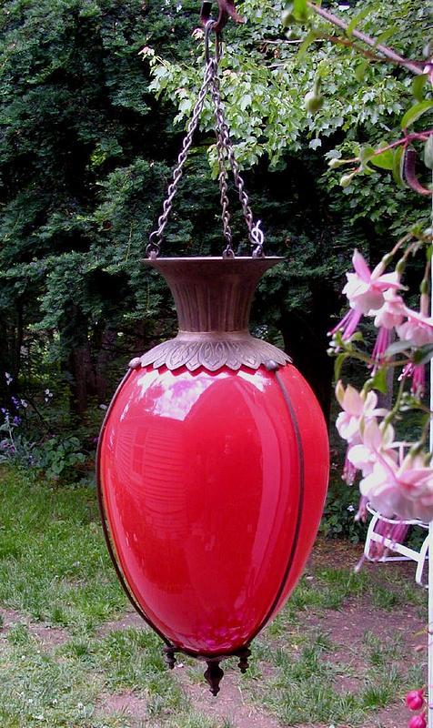 Rare Red 19thC Victorian Hanging Apothecary Show Globe