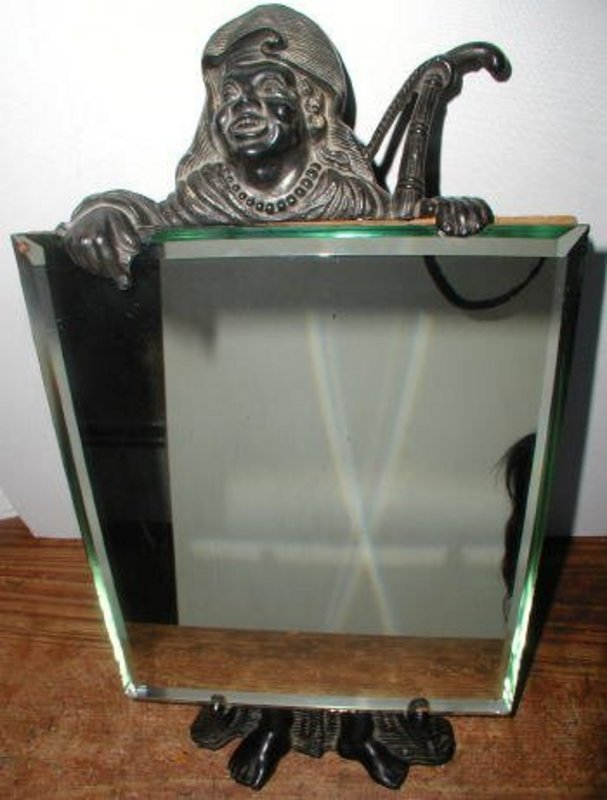 C1890 RARE Black Americana ExoticFemale Blackamoor Framed Bevel Mirror