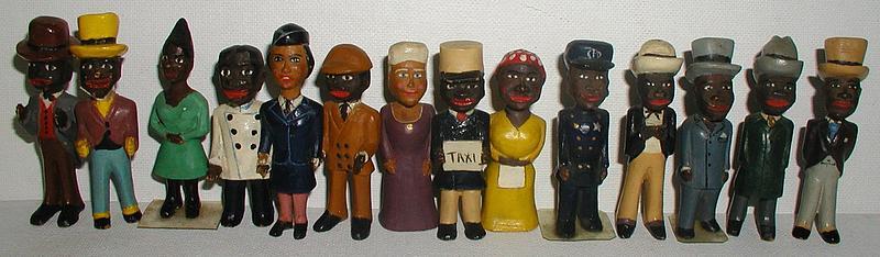 RARE 1920s Hand-Carved Wood Miniatures of Black Folk
