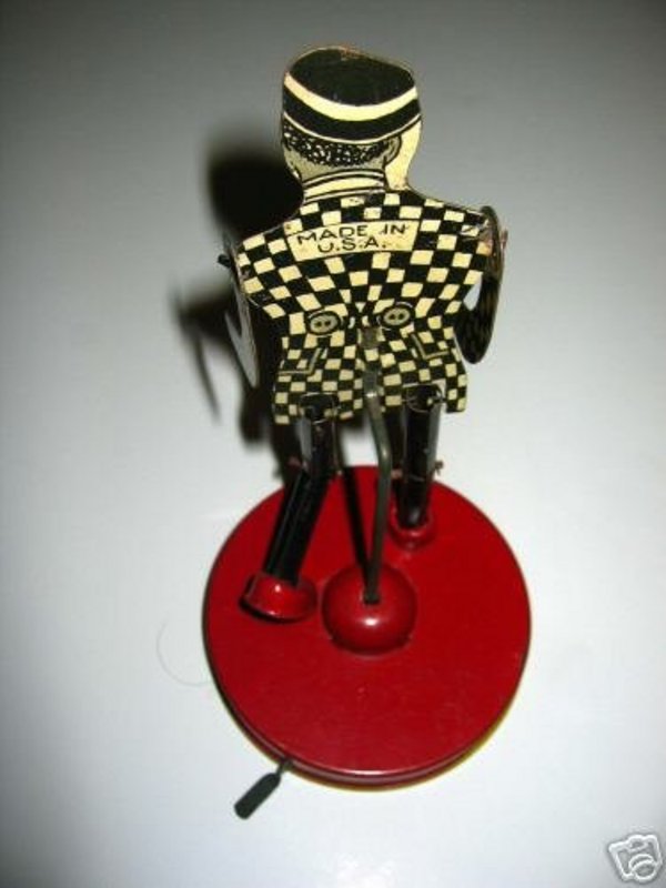 1930 USA Dancing JIGGER Black Man in Tuxedo Tin Toy